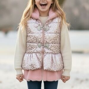 Little Lass Pink and Gold Hooded Vest